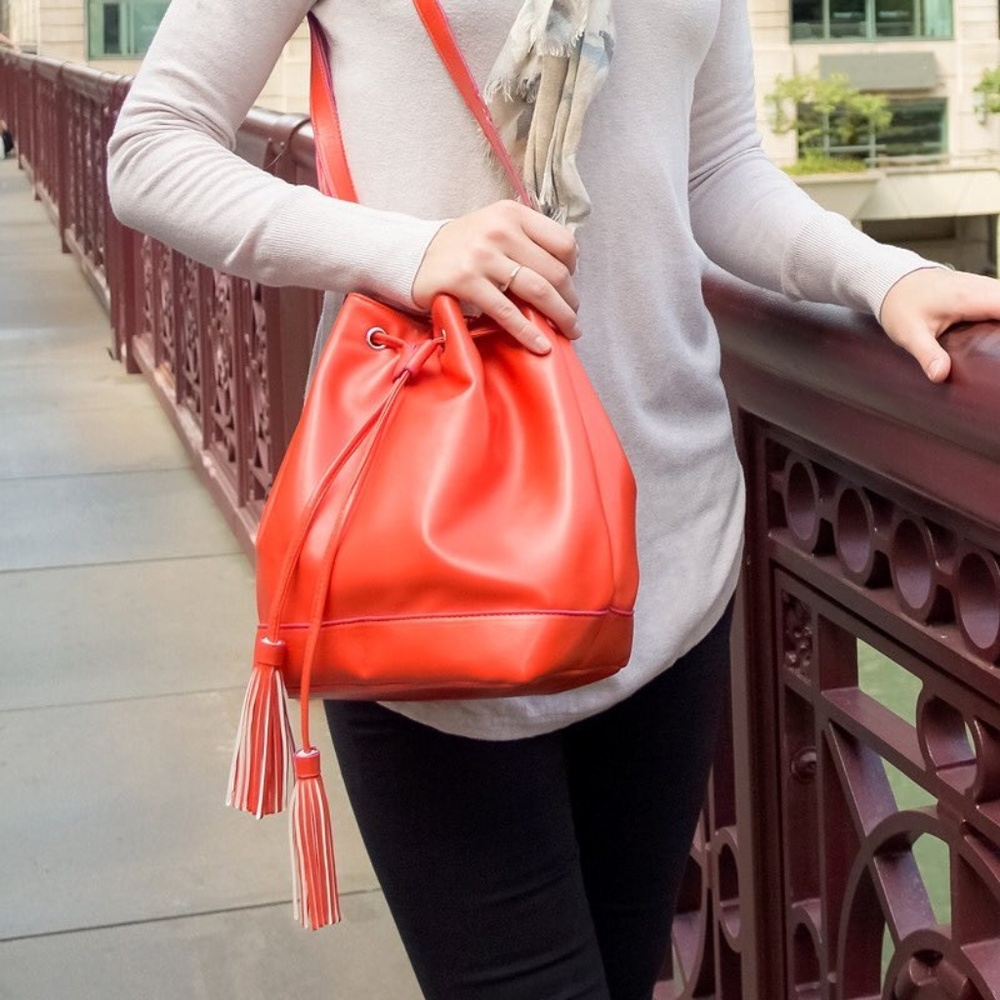 Bobbi Chicago - Orange Red HALSTED Bucket Bag